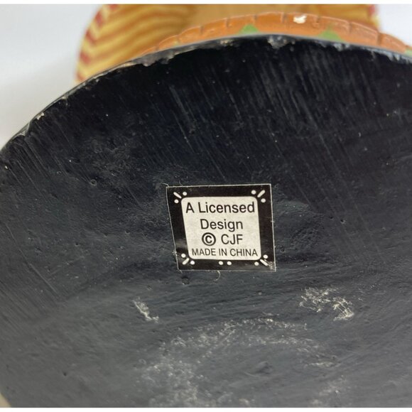 Halloween Pumpkin Head Figurine On Stand Fabric Resin Scarecrow 16 in Vtg - Picture 10 of 10